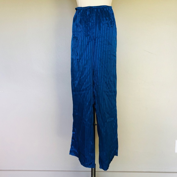 Blue Stripe Satin Sleep Pants Medium - Picture 1 of 7
